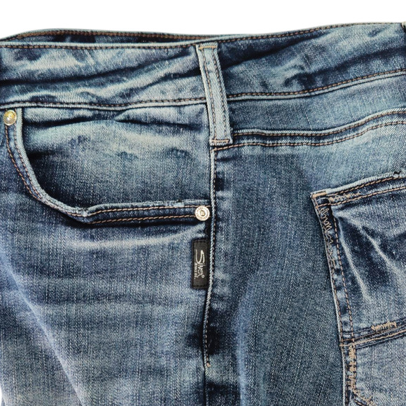 Silver Jeans Co. Elyse Custom Split Hem Mid Rise Straight Jeans Sz. 34x32 Indigo - Picture 6 of 12